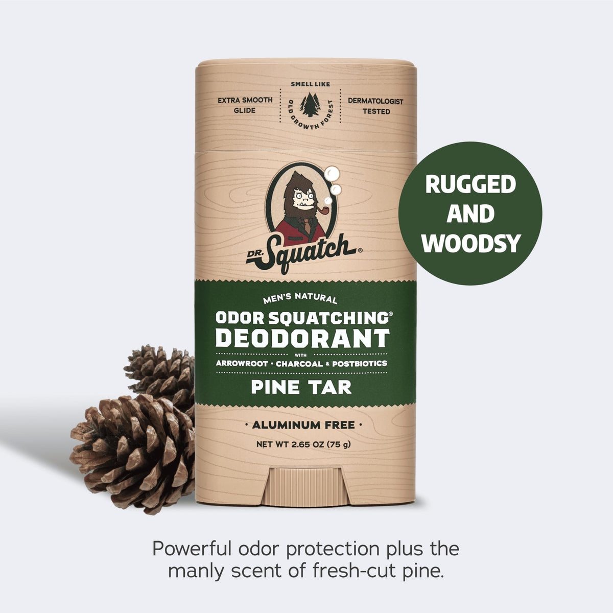 Dr. Squatch natural fragrance close-up highlighting woodsy aroma