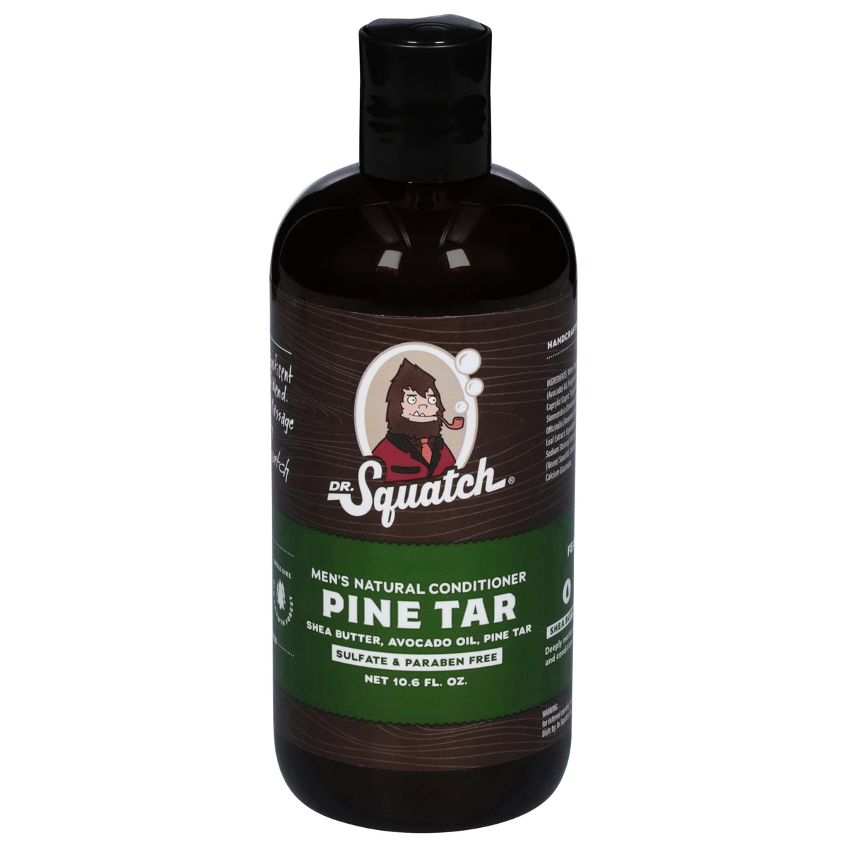 Dr. Squatch Pine Tar Conditioner bottle highlighting pine scent and scalp nourishment