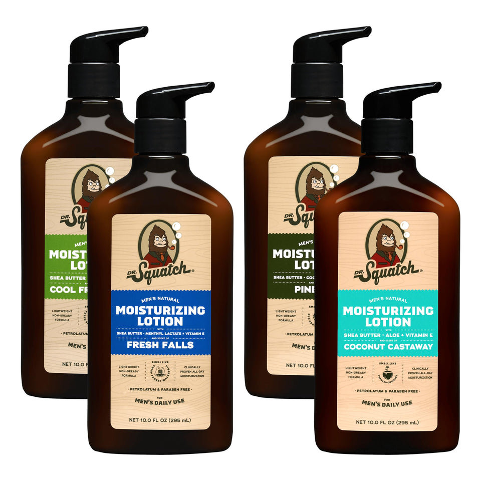 Dr. Squatch Pine Tar lotion bottle for long-lasting moisture