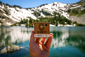 Dr. Squatch Pine Tar Soap close-up reveals gritty exfoliating texture for skin.