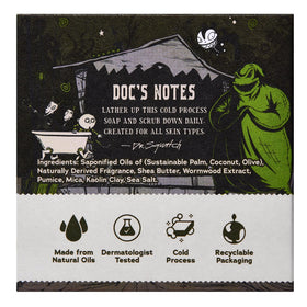 Creamy lather forms from Dr. Squatch Skellington Suds on skin.