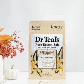 Luxurious bubbles in a Dr Teal's Cozy Vanilla bath inviting calm and unwinding.