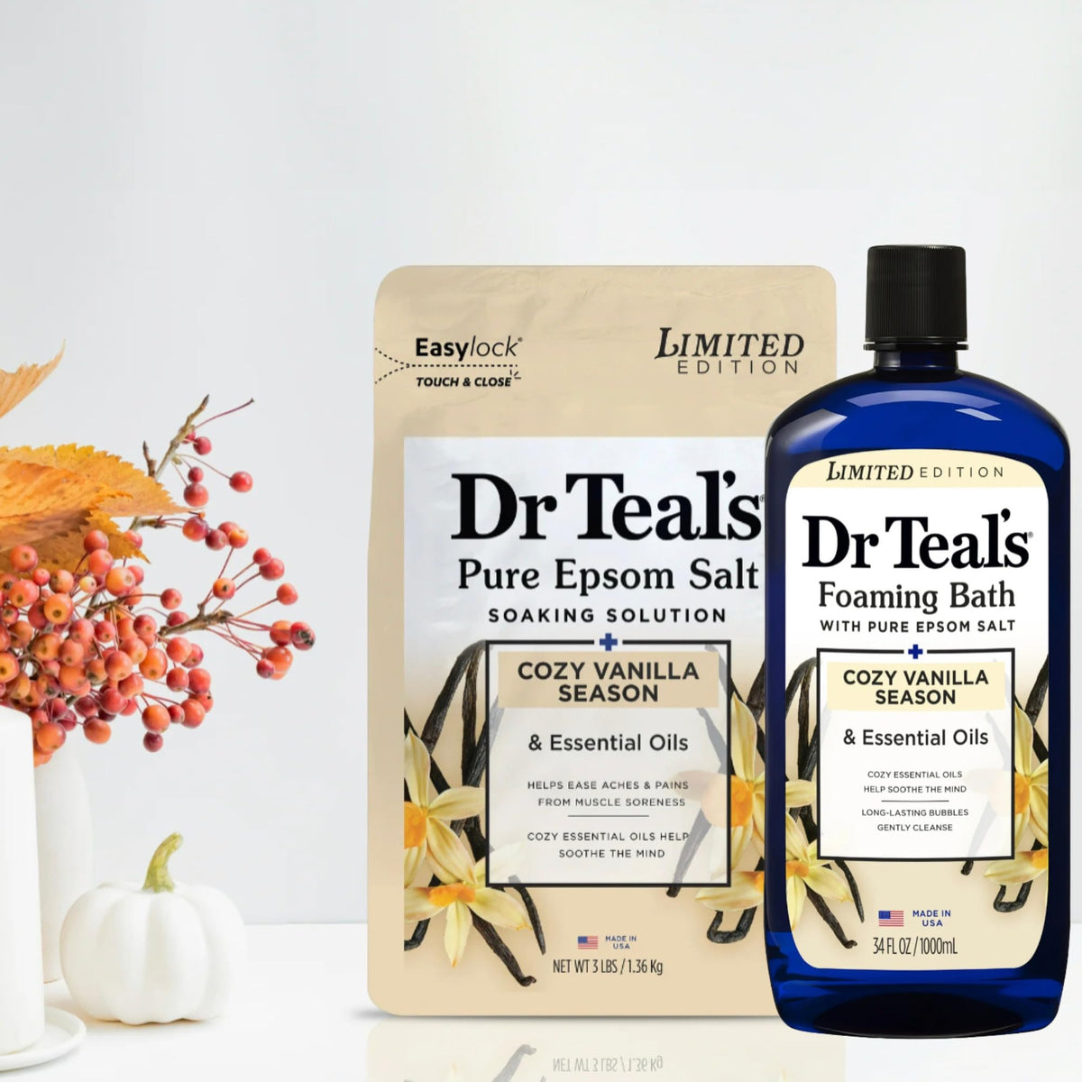 The Cozy Vanilla Season Duo Pack for a complete bath experience.