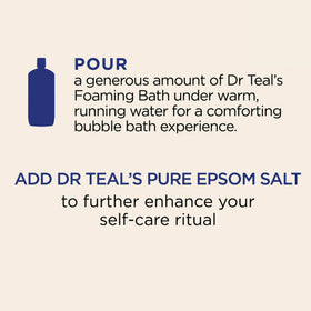 Pouring Dr Teal's Cozy Vanilla Season salts to start a soothing bath ritual.