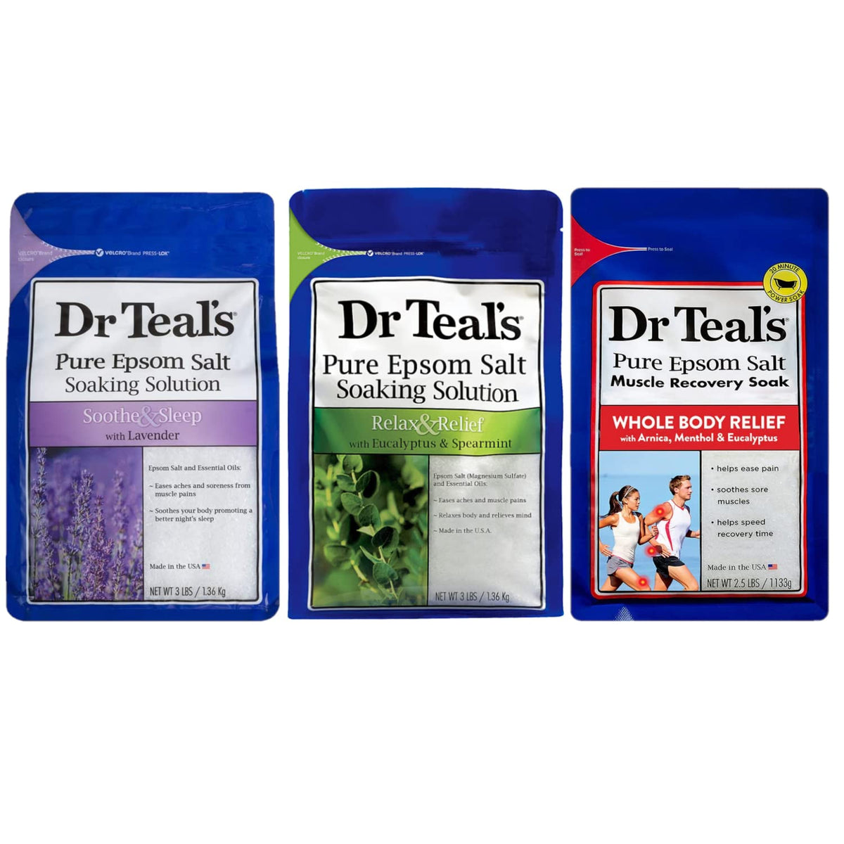 Dr Teal's Epsom Salt Soak Combo lavender bath promotes relaxation and restful sleep.