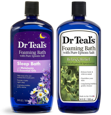 Dr Teal's Foaming Bath Eucalyptus Spearmint bottle for a refreshing, soothing soak.