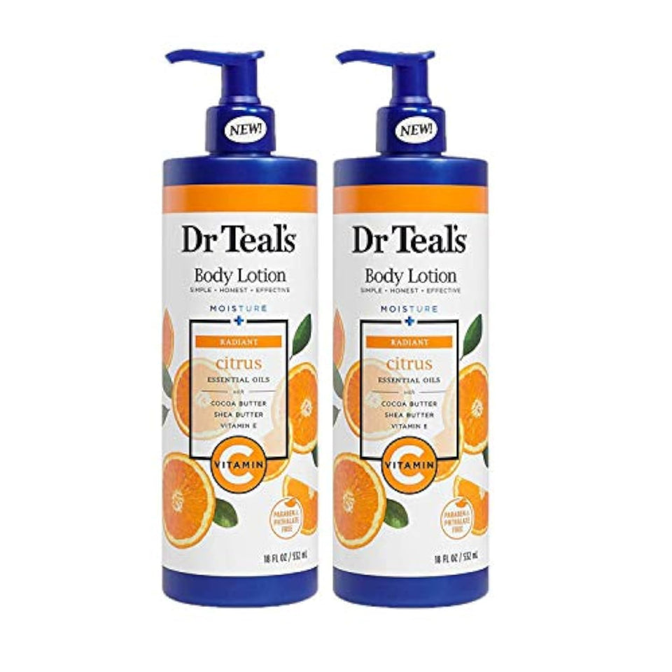 Dr Teal's Glow & Radiance Vitamin C Citrus Lotion bottle provides hydration and a radiant glow