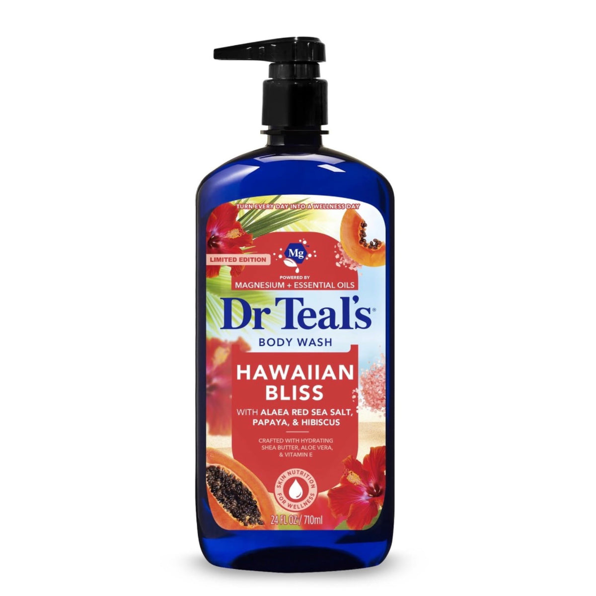 Dr Teal's Hawaiian Bliss Alaea sea salt ingredient highlighted for tropical cleanse