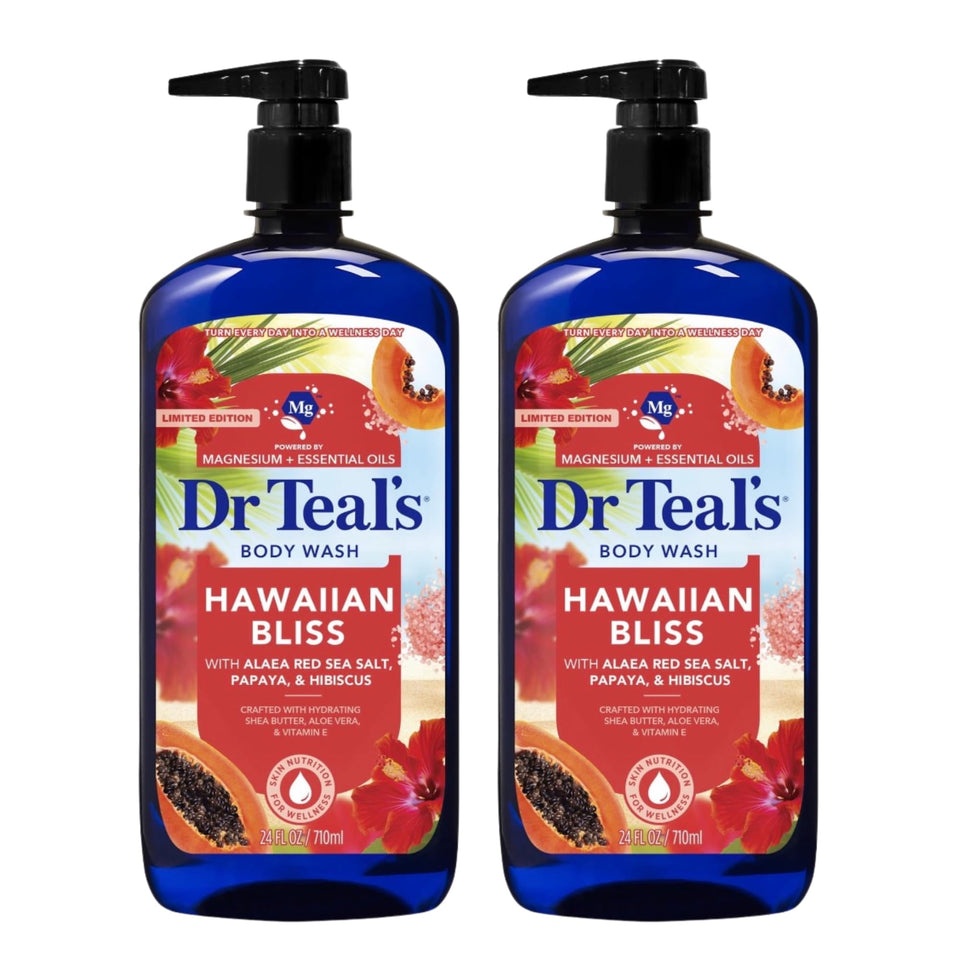 Dr Teal's Hawaiian Bliss body wash pump-front bottle for a spa-like shower