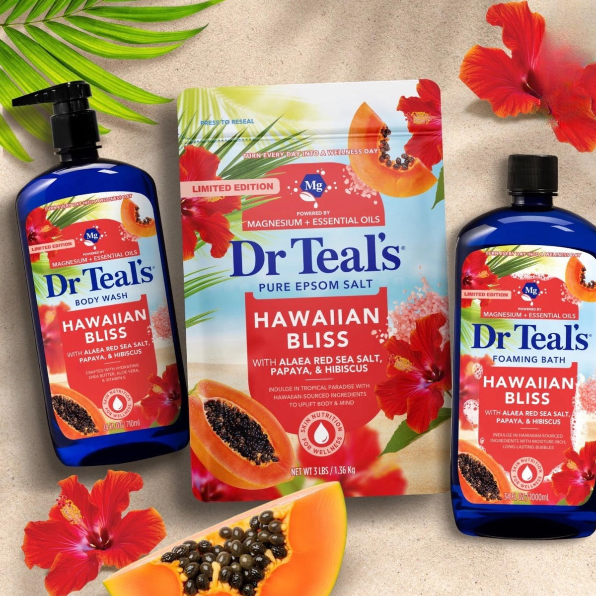 Dr Teal's Hawaiian Bliss pump-dispense-action shown for daily use