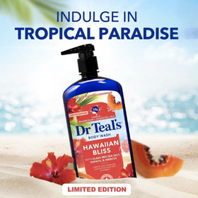 Dr Teal's Hawaiian Bliss moisturizing wash with shea and aloe on skin