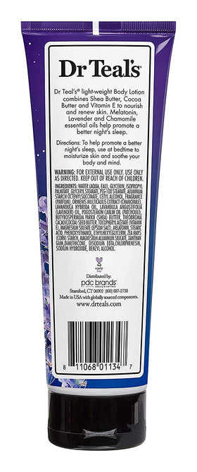 Dr Teal's Melatonin Sleep Lotion gift-pack visual for calming nightly routine.