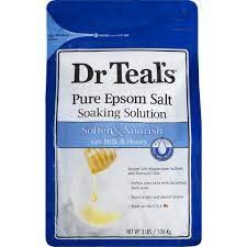 Milk Protein and Honey blend shown for skin softness in Dr Teal's soak.