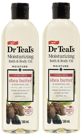 Dr Teal's Moisturizing Bath & Body Oil two-pack front view for a hydrating soak.