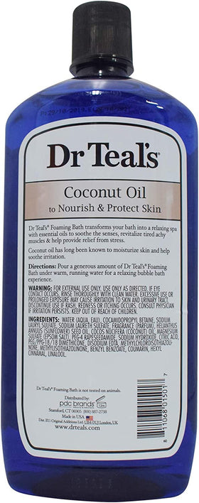 Dr Teal's Nourish & Protect coconut oil foam close-up highlighting skin hydration.