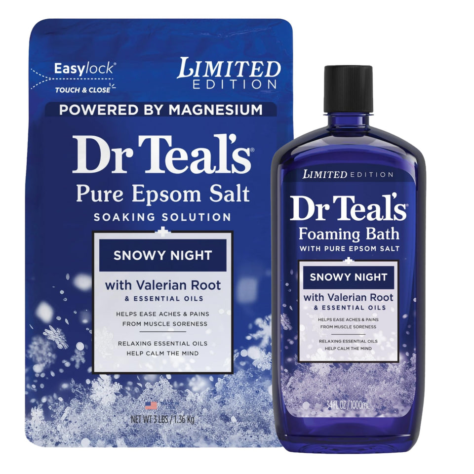 Dr Teal's Snowy Night pure Epsom salt 3 lb for a soothing soak.