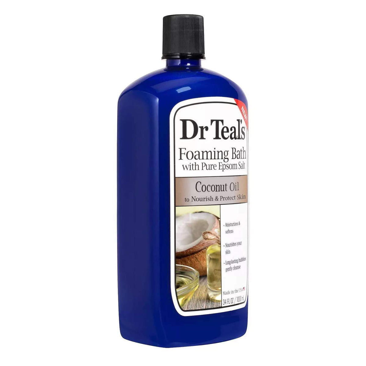 Luxurious foam from Dr Teal's foaming bath creates a spa-like home soak.