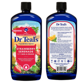 Dr Teal's Strawberry Serenade bubbles close-up for a luxurious bath.