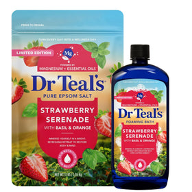 Dr Teal's Strawberry Serenade Epsom salt 3 lb bag for relaxing soaks.