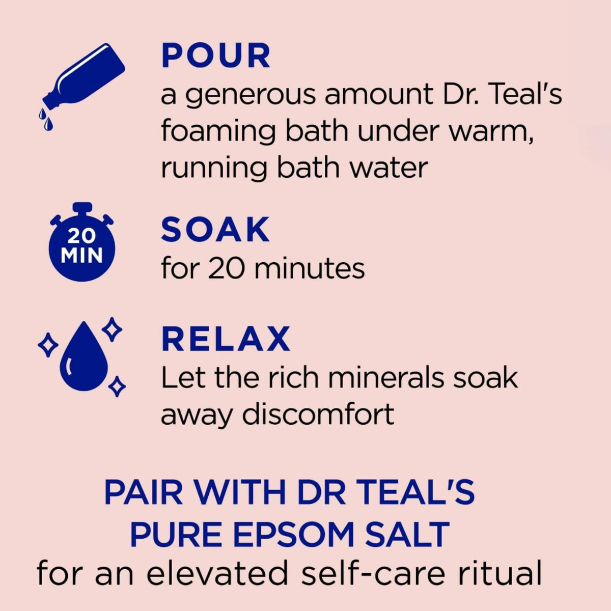 Dr Teal's Strawberry Serenade salt crystals close-up for skin-nourishing soak.
