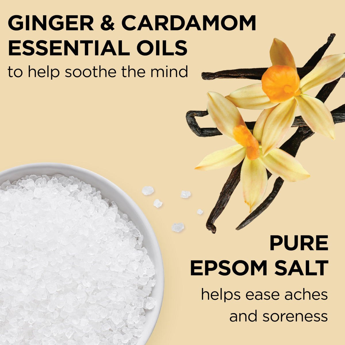 Dr Teal's Vanilla Comfort Epsom salt dispensing scene hints at easy use.