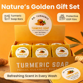 Dr. Turmeric 12-bars package shown for versatile family skincare.