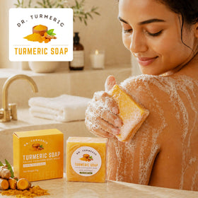 Dr. Turmeric 3-bars pack shot showcasing vegan cleanser for daily use.
