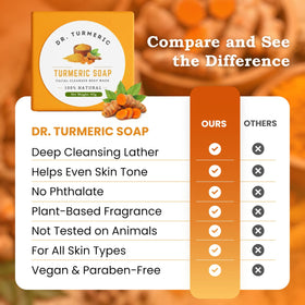 Dr. Turmeric creamy foam on hands demonstrates gentle cleansing.