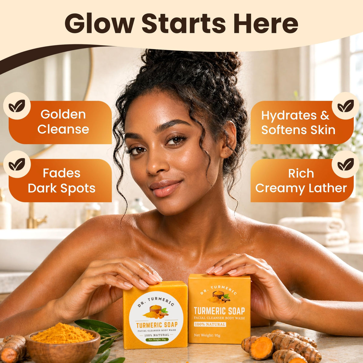 Dr. Turmeric curcumin-rich formula close-up highlighting antioxidant protection and soothing potential.