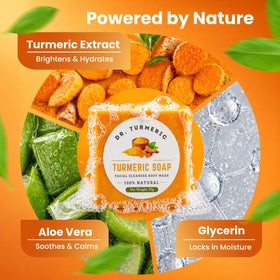 Dr. Turmeric vegan skin cleanser label highlights plant-based formula.