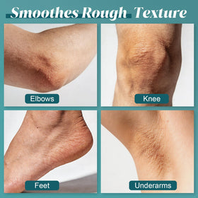Dr. Valendre scrub on feet reveals softer skin after use.