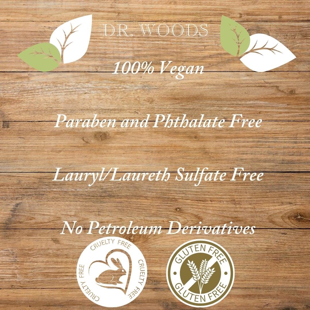 Dr. Woods coconut-olive oil base ingredients with tea tree and vitamin E.