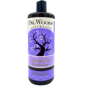 Dr. Woods Lavender Castile Soap bottle, gentle daily cleanser for all skin types.