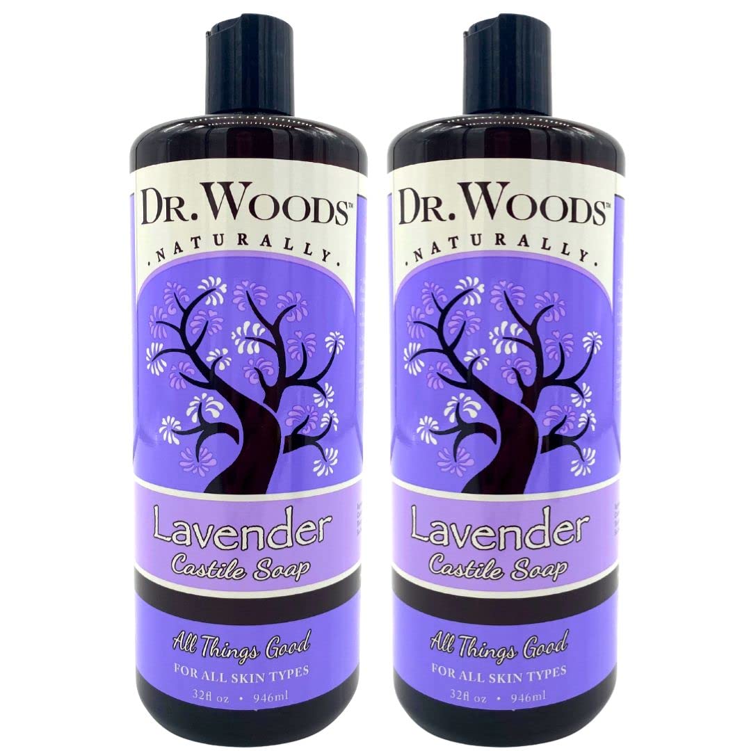 Dr. Woods Lavender Castile Soap bottle for deep cleansing and refreshing scent.