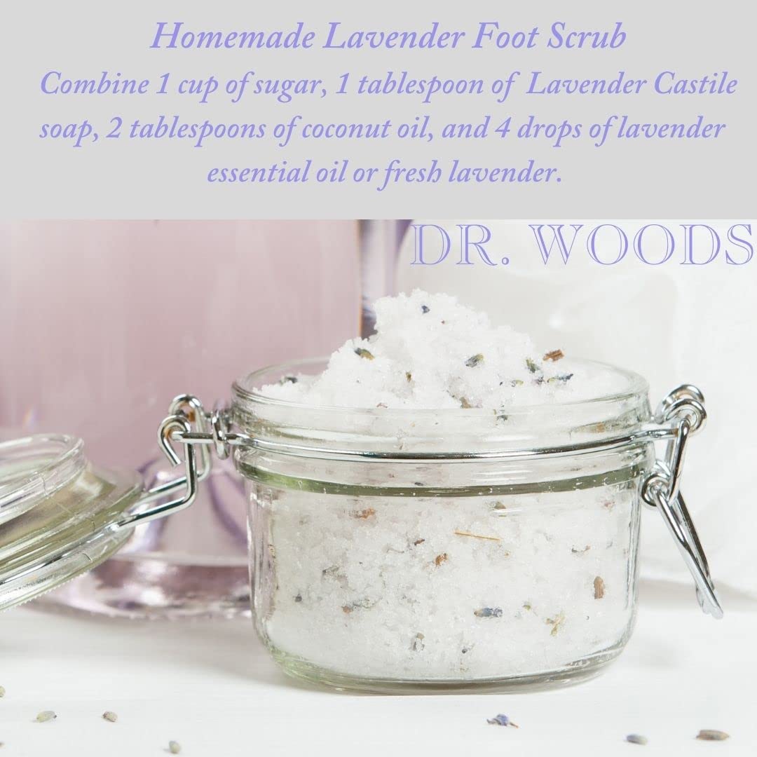 Dr. Woods Lavender Castile Soap ingredients include olive oil and vitamin E.