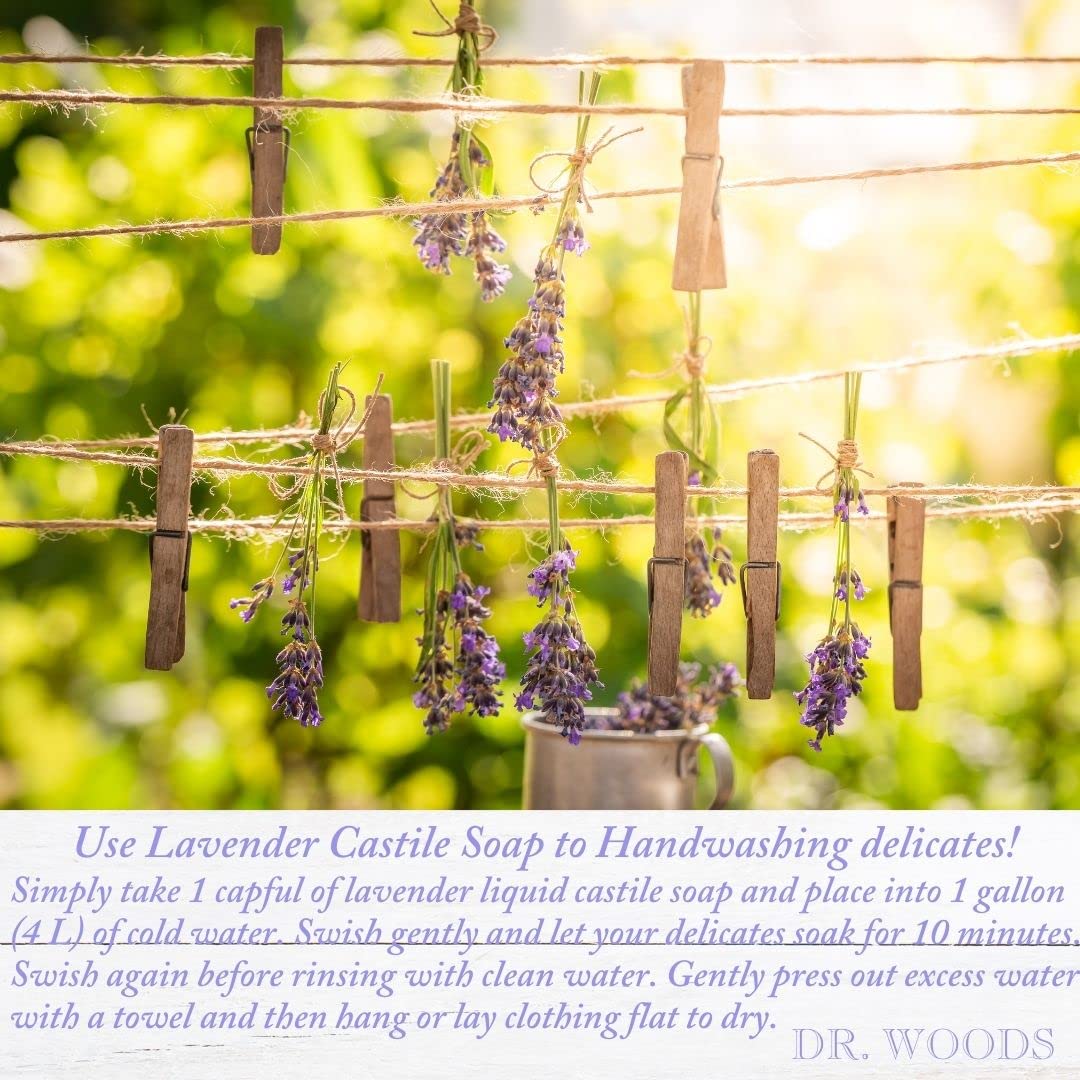Dr. Woods Lavender Castile Soap vegan, cruelty-free formula suitable for all skin types.