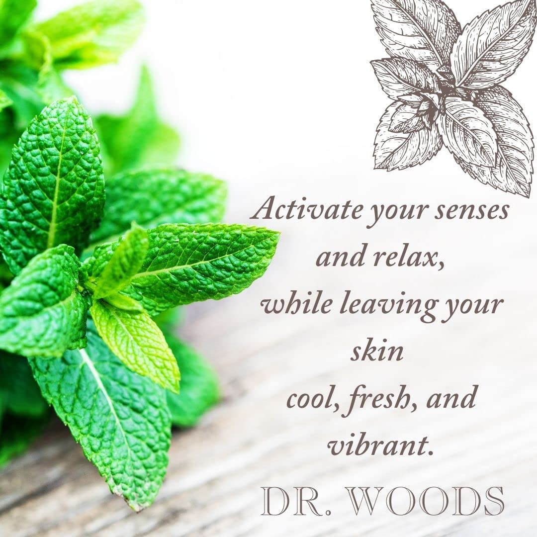 Dr. Woods Peppermint Castile Soap lather with velvety bubbles for face and hands.