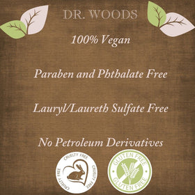Dr. Woods vegan cruelty-free label on Castile Soap for eco-conscious routines