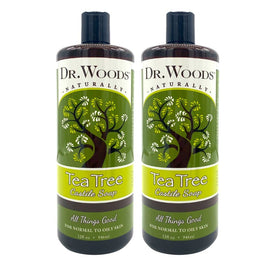Dr. Woods Pure Tea Tree Castile Soap bottle with rich lather for a balanced cleanse.