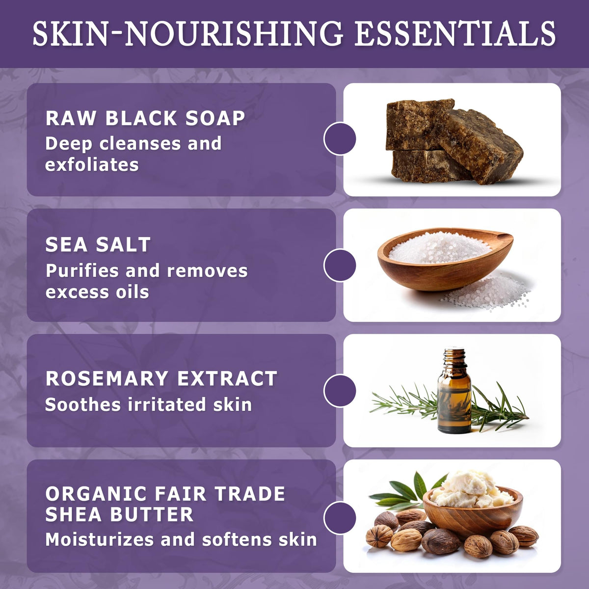 Close-up of exfoliating texture from Dr. Woods Black Soap for smoother skin