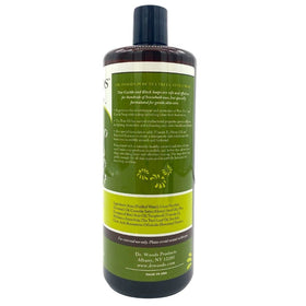 Close-up of Dr. Woods tea tree castile soap lather: creamy foam for gentle cleansing.