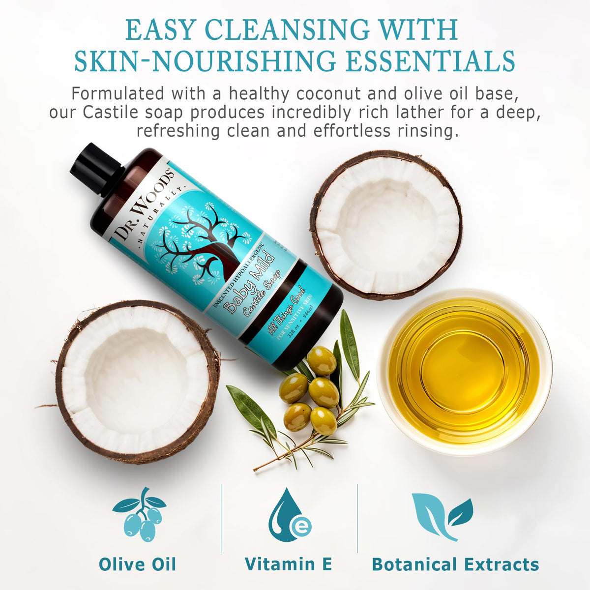 Dr. Woods versatile cleanser for face, body, and hands in one bottle.