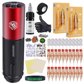 Dragonhawk A1 beginner tattoo kit pen machine in action for practice