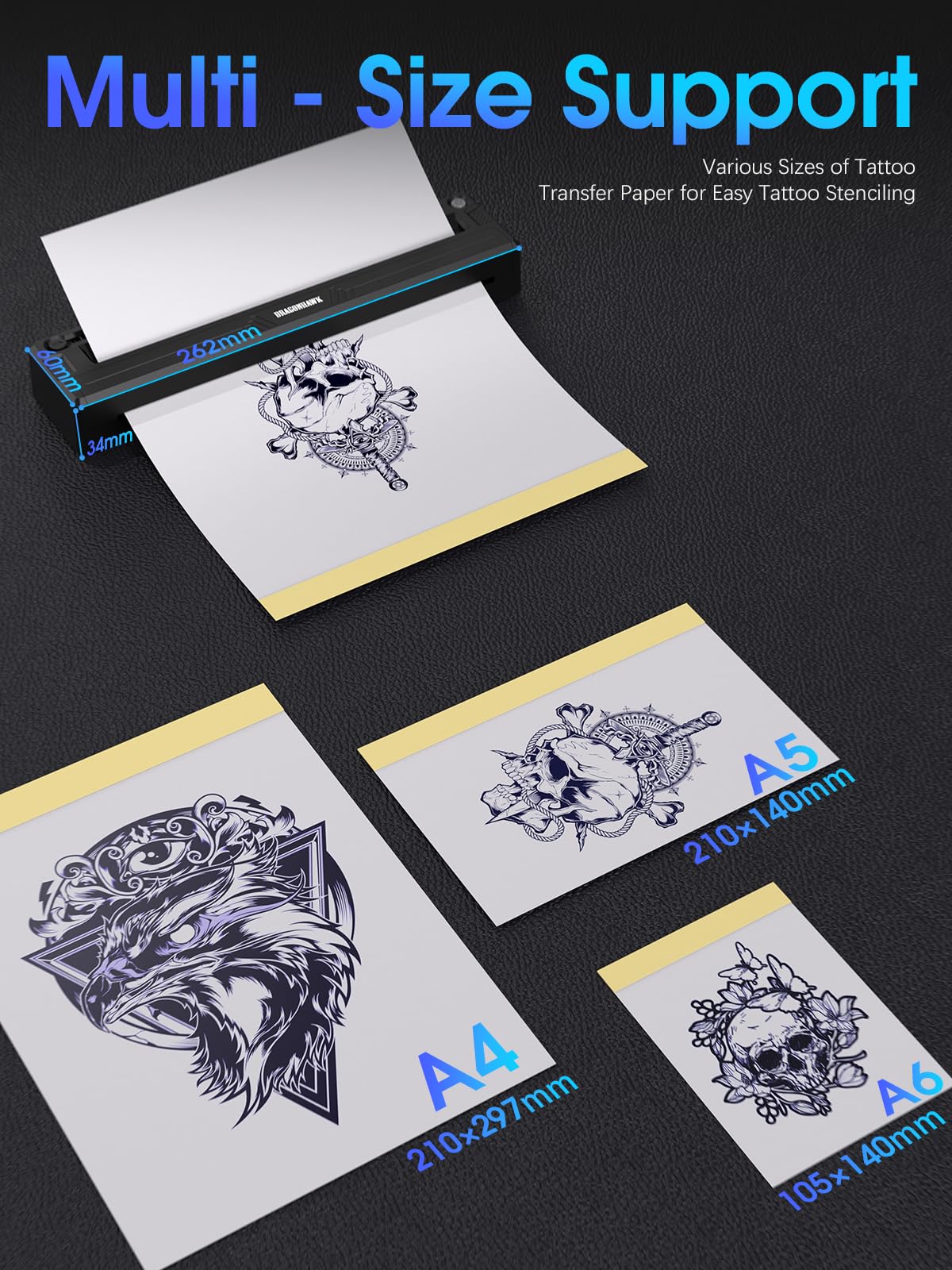 Dragonhawk A4 thermal printer serves studio and mobile workflows.