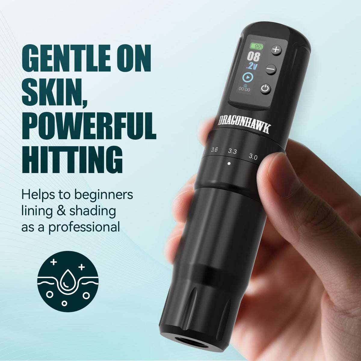 Dragonhawk Atom2 Pro ergonomic 34 mm grip enhances comfort during long sessions