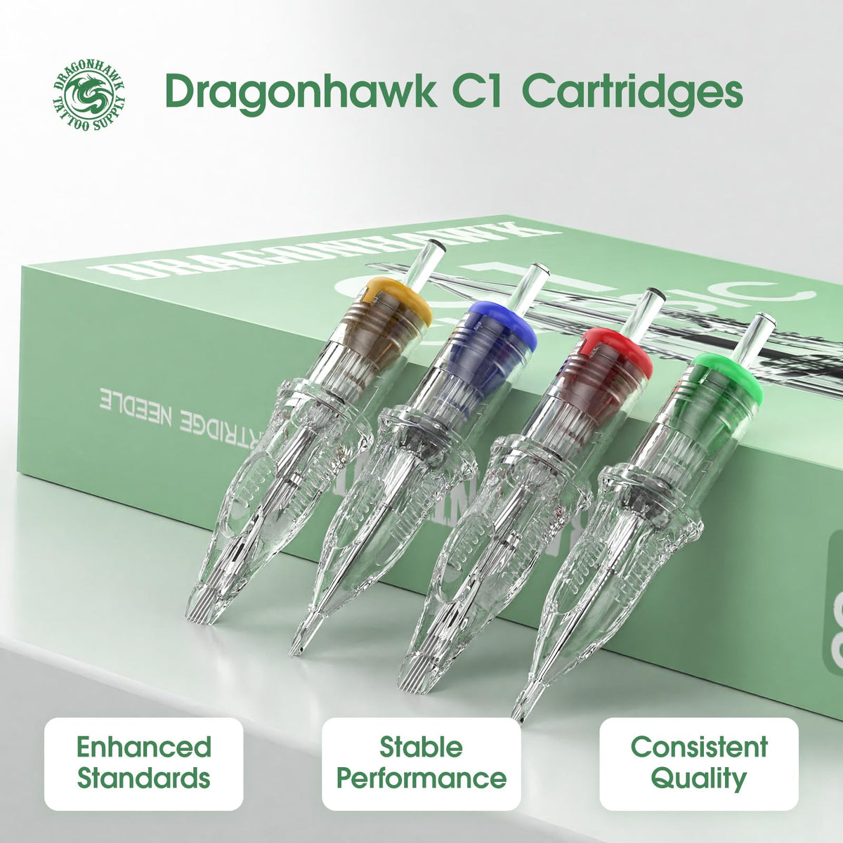Dragonhawk Extreme 50-piece needle set for versatile tattooing.