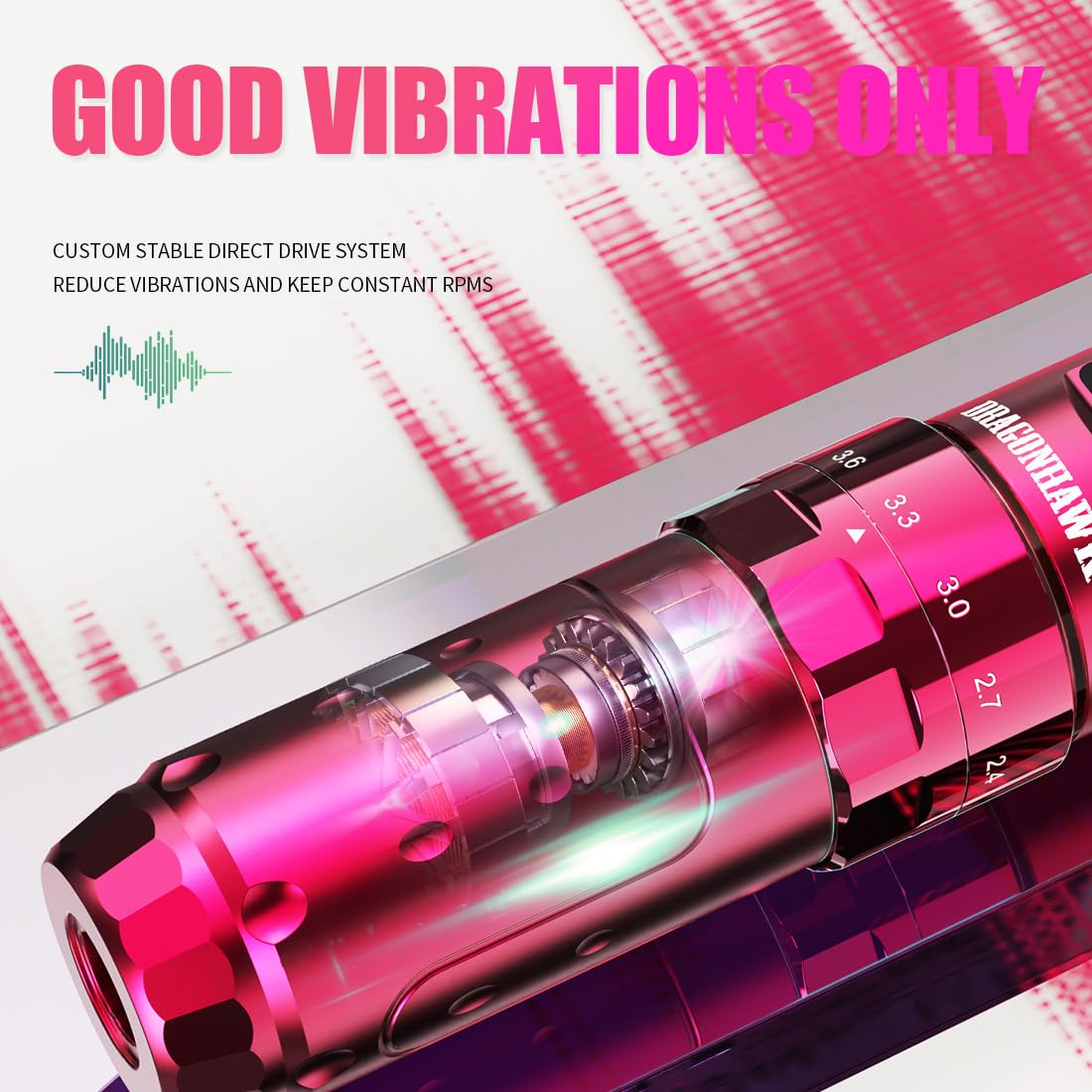 Dragonhawk L3 Ultra Power No-Snag motor ensures smooth skin glide.