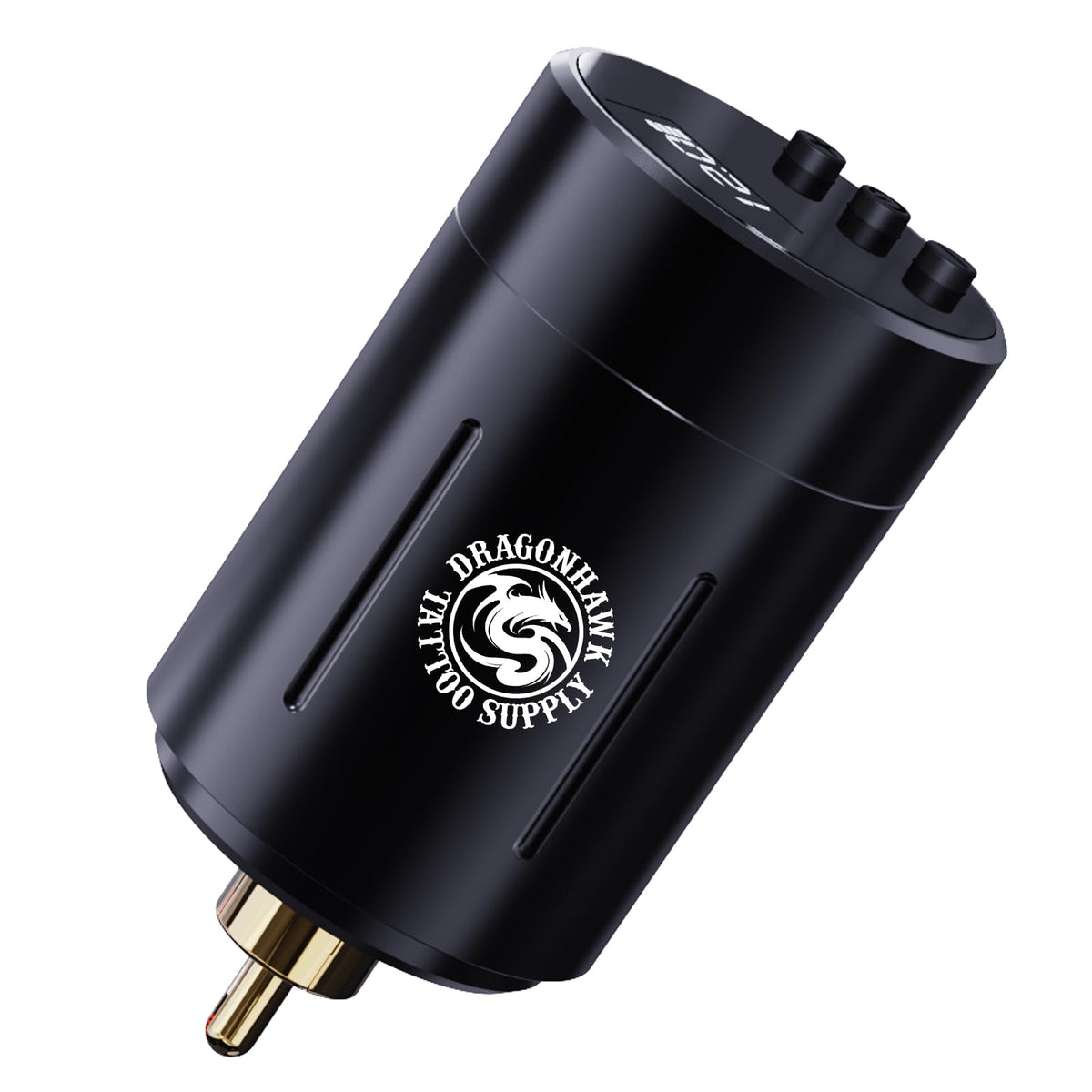Dragonhawk tattoo battery front-view for uninterrupted sessions.