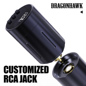 Dragonhawk tattoo battery RCA-connection enables stable output for smooth line work.
