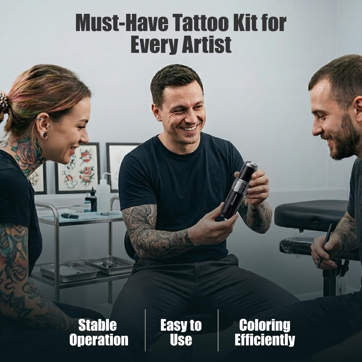 Dragonhawk wireless tattoo gun kit practice skin for skill-building.